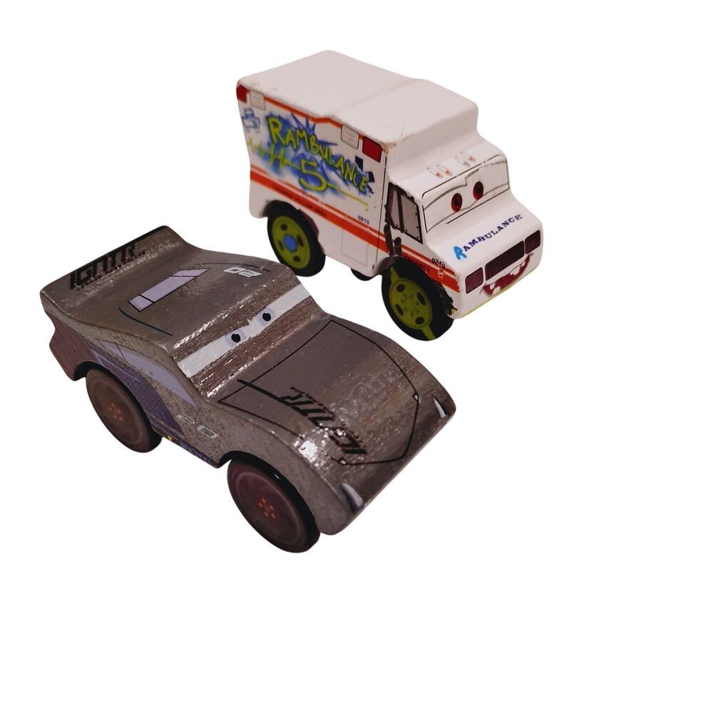 Disney Pixar Cars Crazy 8s Rambulance Wooden Railway Jackson Storm Toy Cars